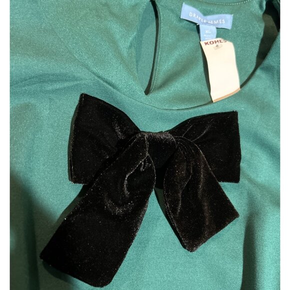 Holiday Sleeveless Green Black Bow Dress Coquette Draper James Pockets New - Picture 11 of 14